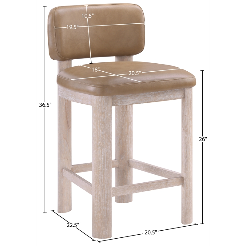 Meridian Furniture Paloma Tan Vegan Leather Counter Stool (Set of 2)