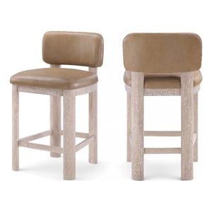 Meridian Furniture Paloma Tan Vegan Leather Counter Stool (Set of 2)