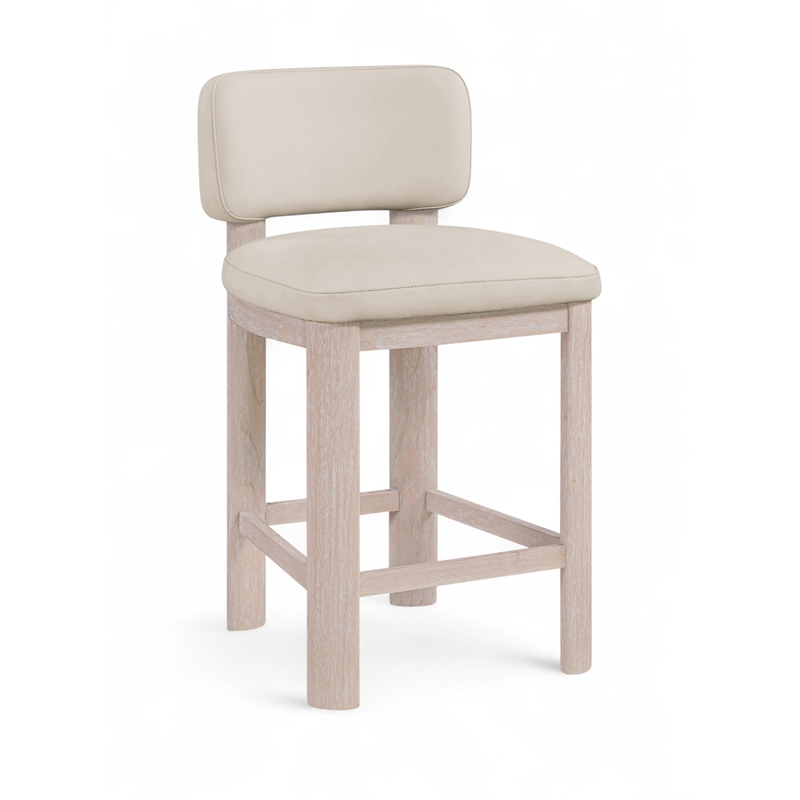 Meridian Furniture Paloma Taupe Vegan Leather Counter Stool (Set of 2)