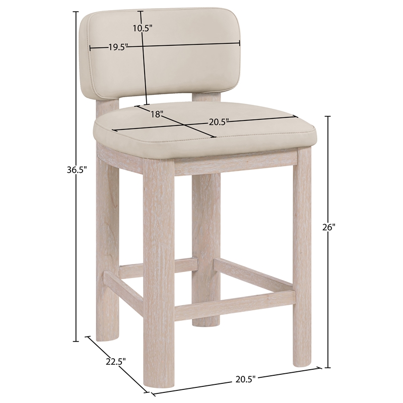 Meridian Furniture Paloma Taupe Vegan Leather Counter Stool (Set of 2)