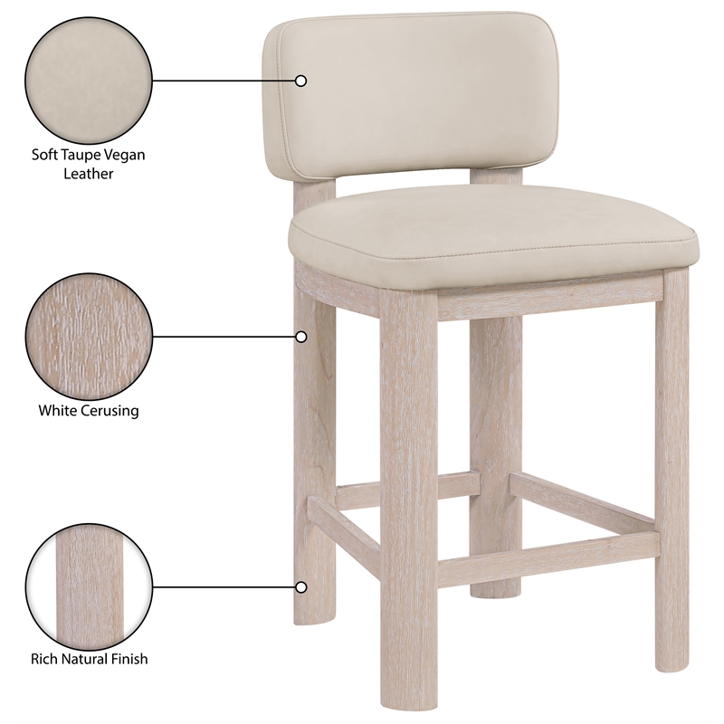 Meridian Furniture Paloma Taupe Vegan Leather Counter Stool (Set of 2)
