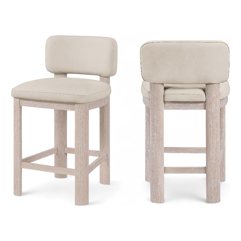 Meridian Furniture Paloma Taupe Vegan Leather Counter Stool (Set of 2)