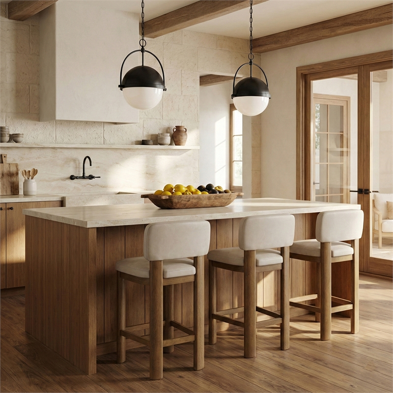 Meridian Furniture Paloma Beige Vegan Leather Counter Stool (Set of 2)