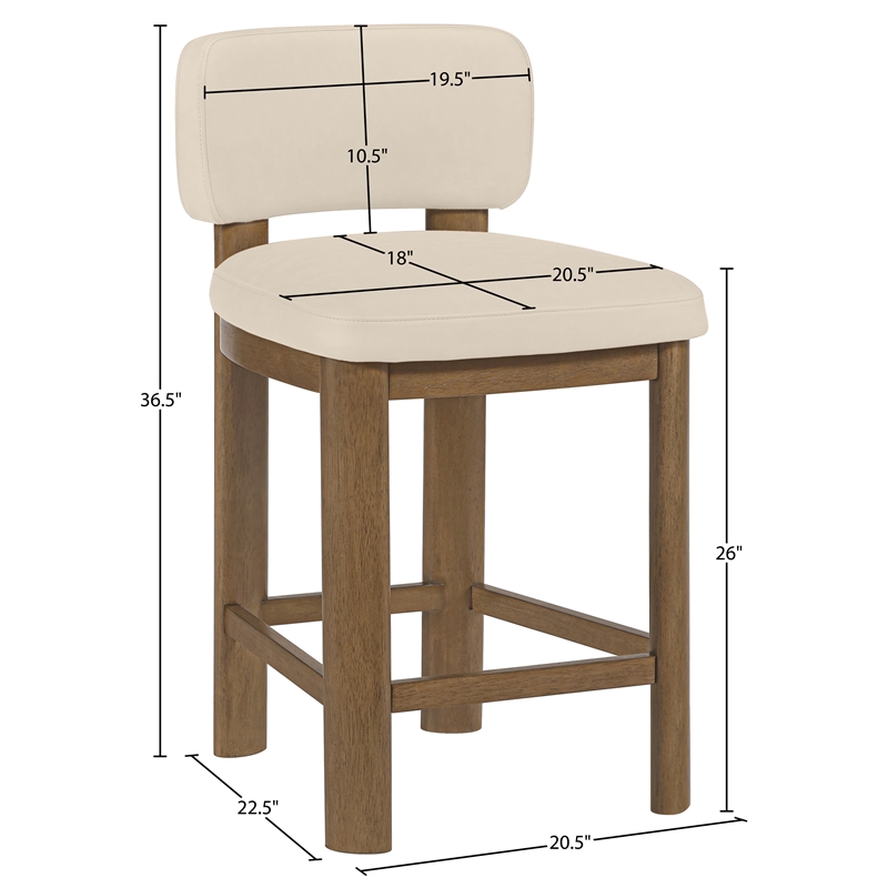 Meridian Furniture Paloma Beige Vegan Leather Counter Stool (Set of 2)
