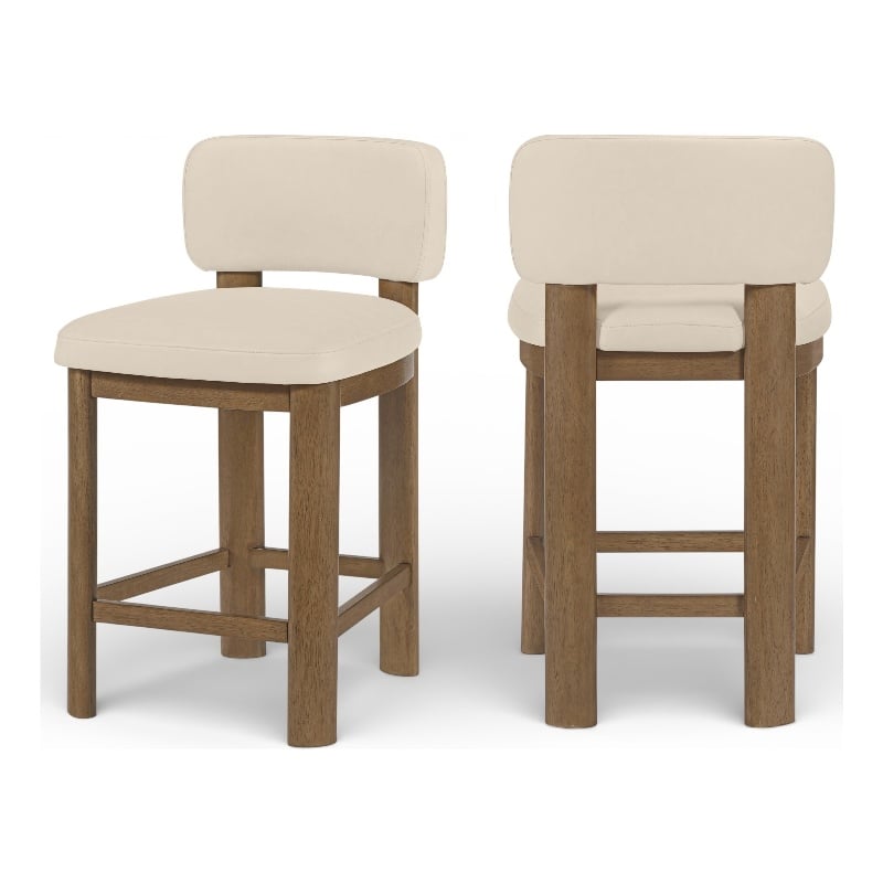 Meridian Furniture Paloma Beige Vegan Leather Counter Stool (Set of 2)