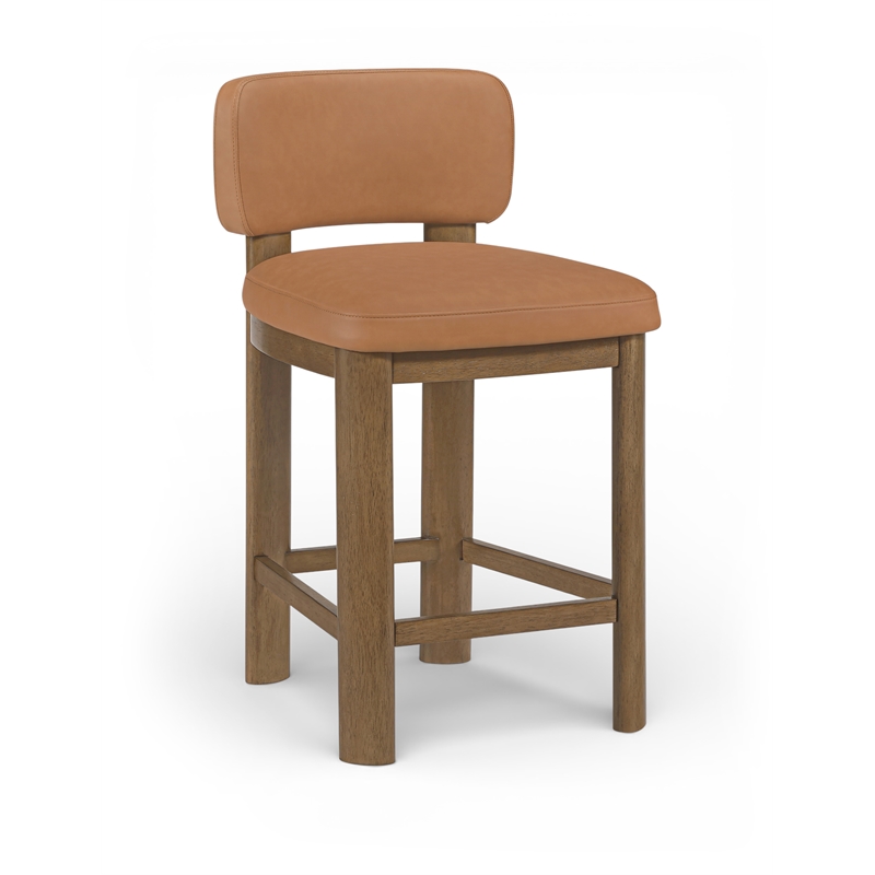 Meridian Furniture Paloma Cognac Vegan Leather Counter Stool (Set of 2)
