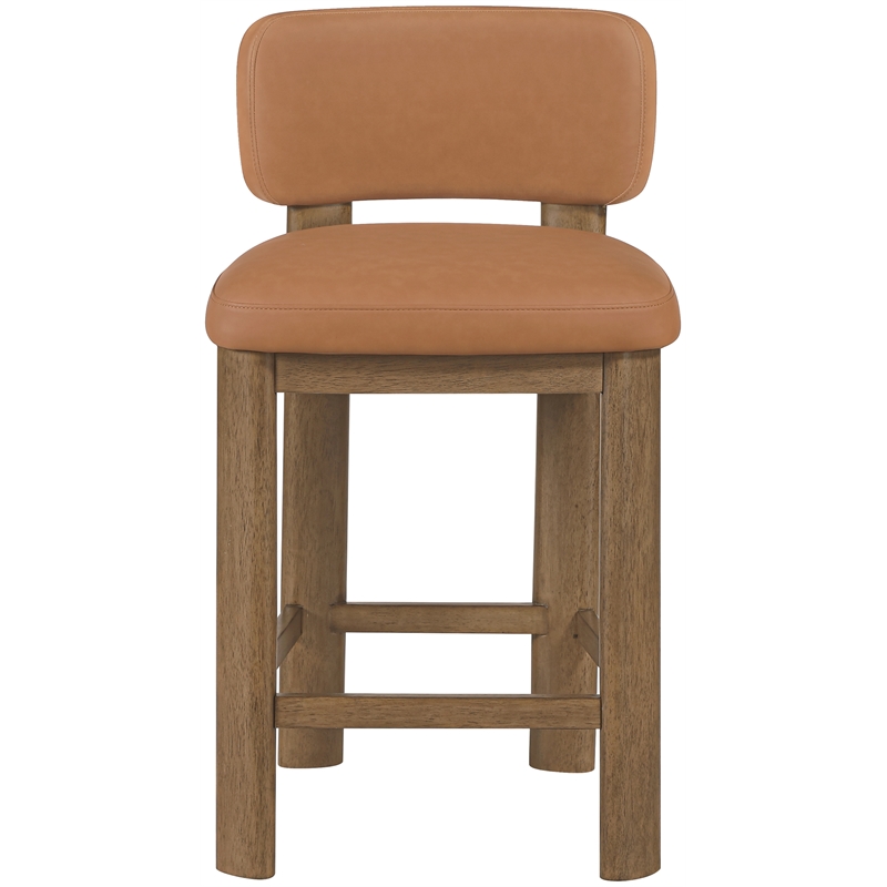 Meridian Furniture Paloma Cognac Vegan Leather Counter Stool (Set of 2)