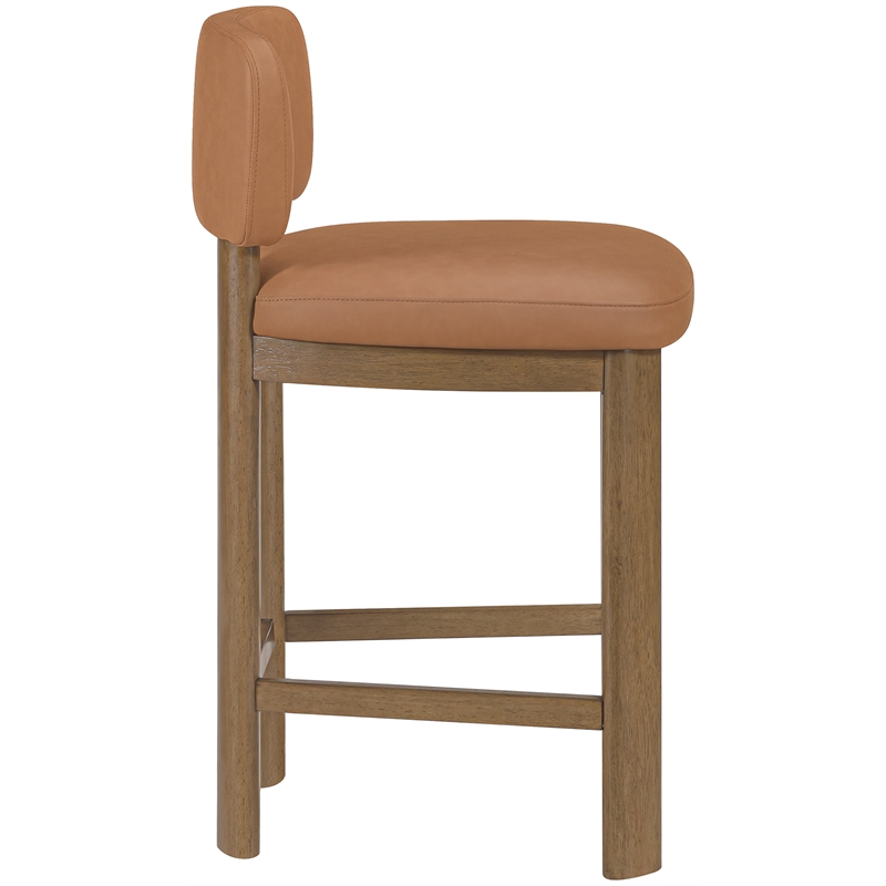 Meridian Furniture Paloma Cognac Vegan Leather Counter Stool (Set of 2)