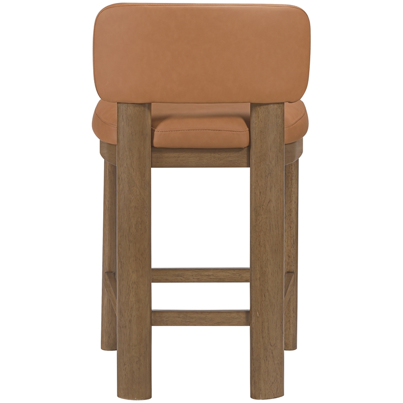 Meridian Furniture Paloma Cognac Vegan Leather Counter Stool (Set of 2)