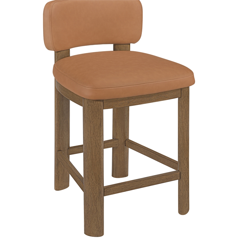 Meridian Furniture Paloma Cognac Vegan Leather Counter Stool (Set of 2)