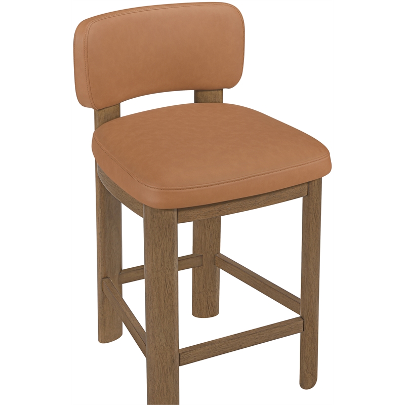 Meridian Furniture Paloma Cognac Vegan Leather Counter Stool (Set of 2)