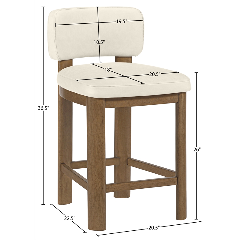 Meridian Furniture Paloma Cream Vegan Leather Counter Stool (Set of 2)