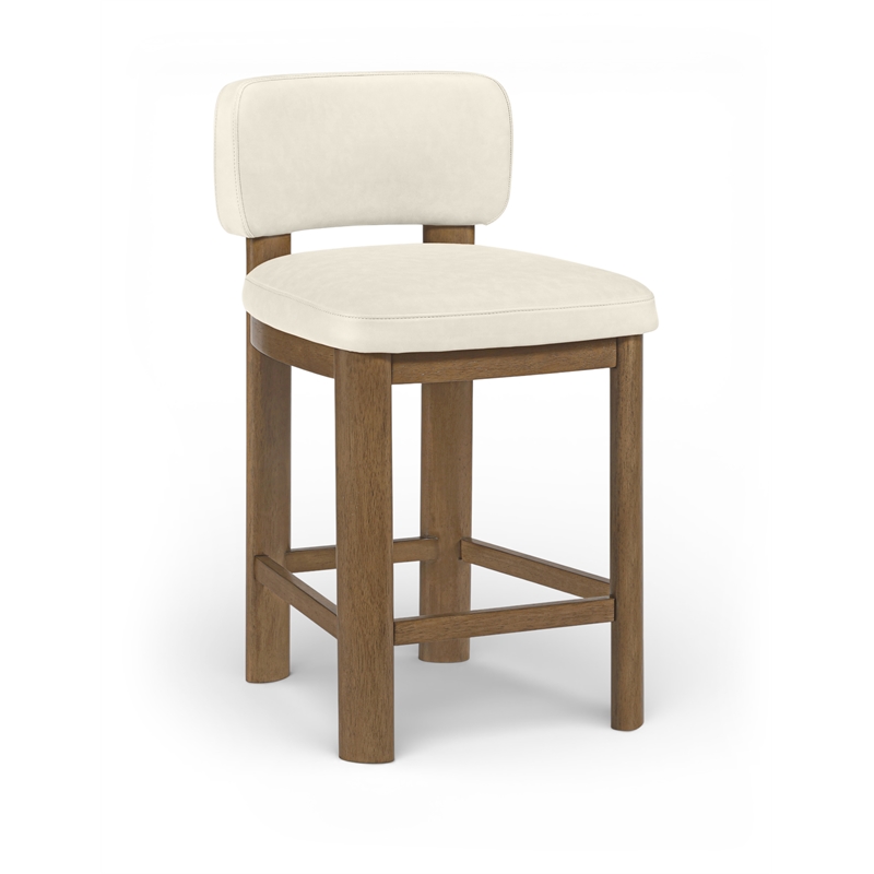 Meridian Furniture Paloma Cream Vegan Leather Counter Stool (Set of 2)