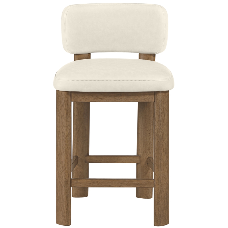 Meridian Furniture Paloma Cream Vegan Leather Counter Stool (Set of 2)