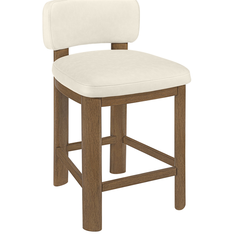 Meridian Furniture Paloma Cream Vegan Leather Counter Stool (Set of 2)