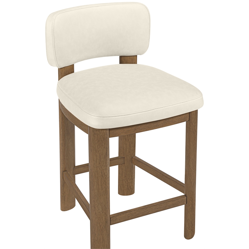 Meridian Furniture Paloma Cream Vegan Leather Counter Stool (Set of 2)
