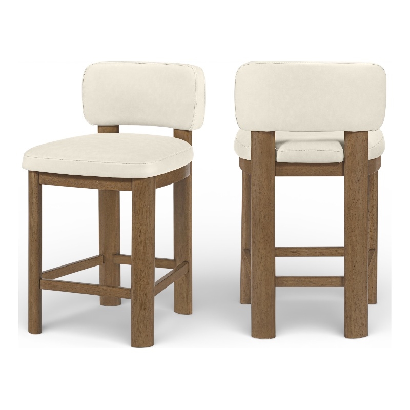 Meridian Furniture Paloma Cream Vegan Leather Counter Stool (Set of 2)