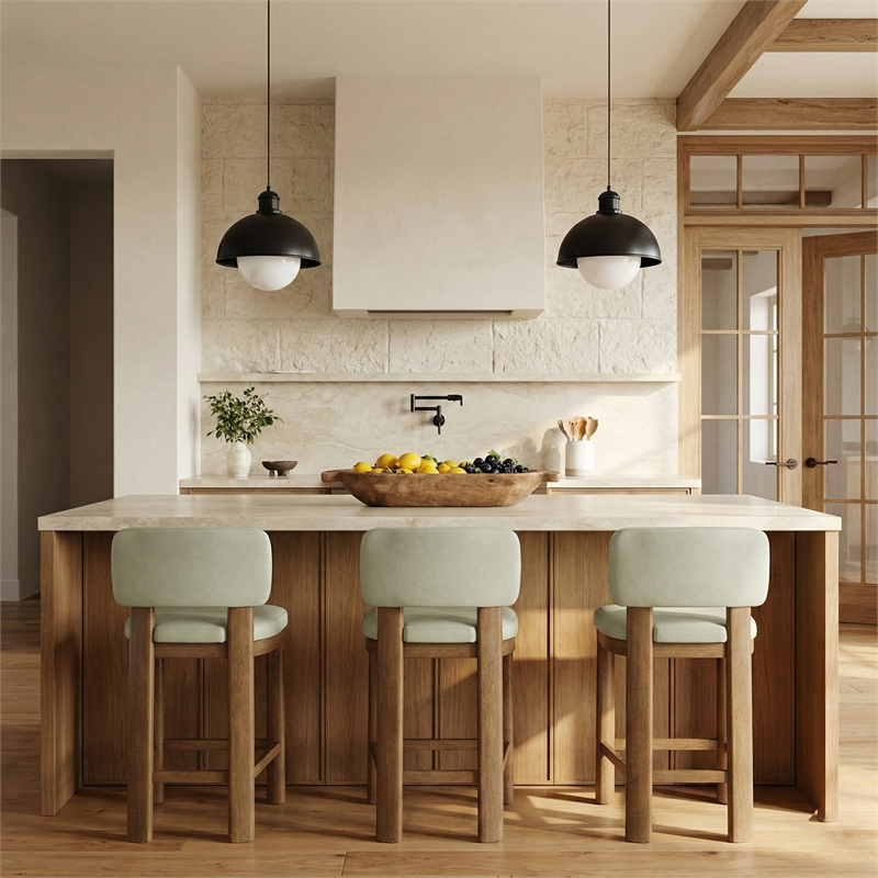 Meridian Furniture Paloma Mint Vegan Leather Counter Stool (Set of 2)