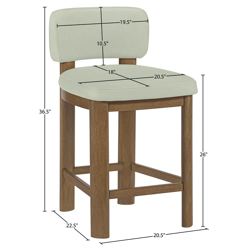 Meridian Furniture Paloma Mint Vegan Leather Counter Stool (Set of 2)
