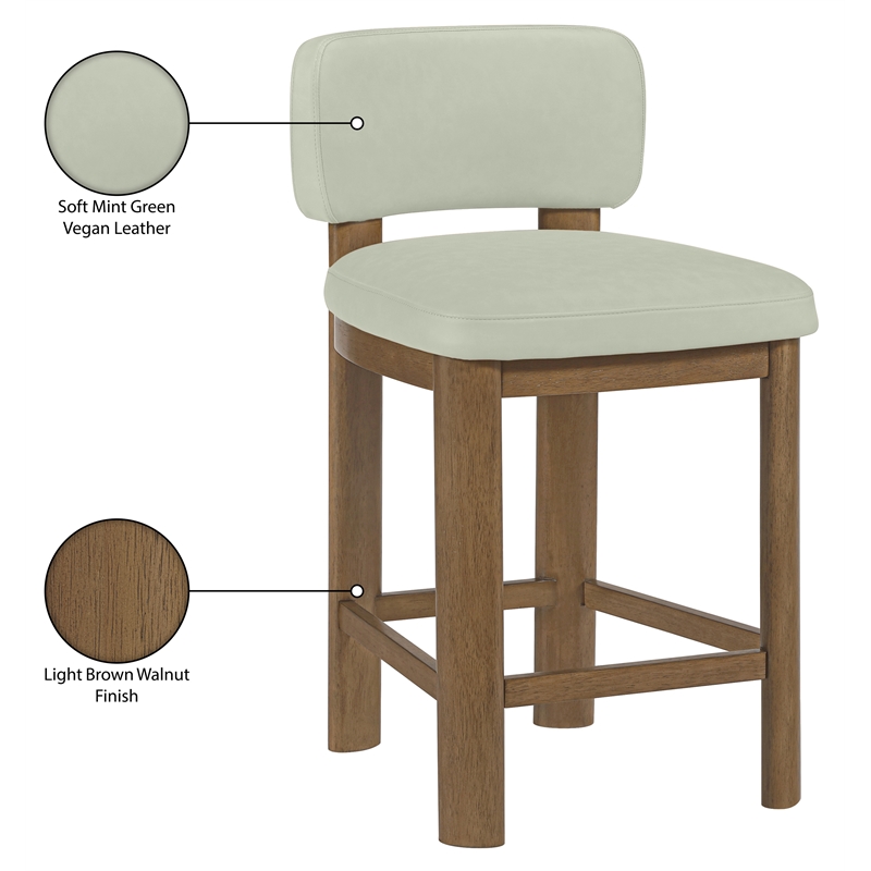 Meridian Furniture Paloma Mint Vegan Leather Counter Stool (Set of 2)