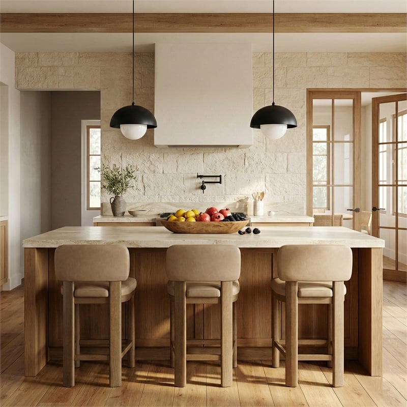 Meridian Furniture Paloma Tan Vegan Leather Counter Stool (Set of 2)