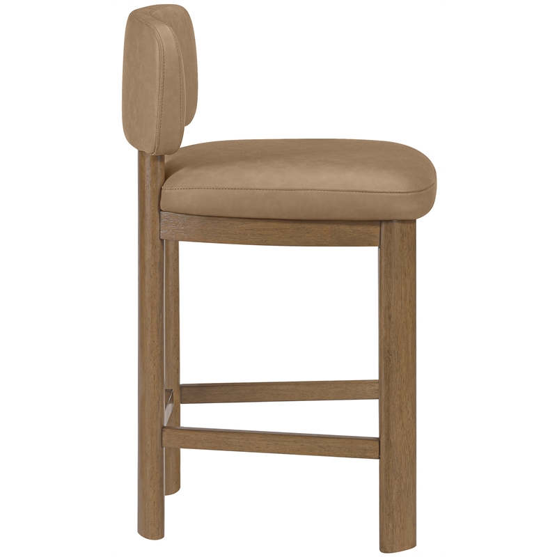 Meridian Furniture Paloma Tan Vegan Leather Counter Stool (Set of 2)
