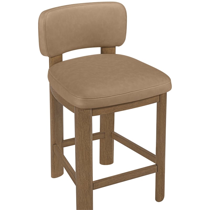 Meridian Furniture Paloma Tan Vegan Leather Counter Stool (Set of 2)