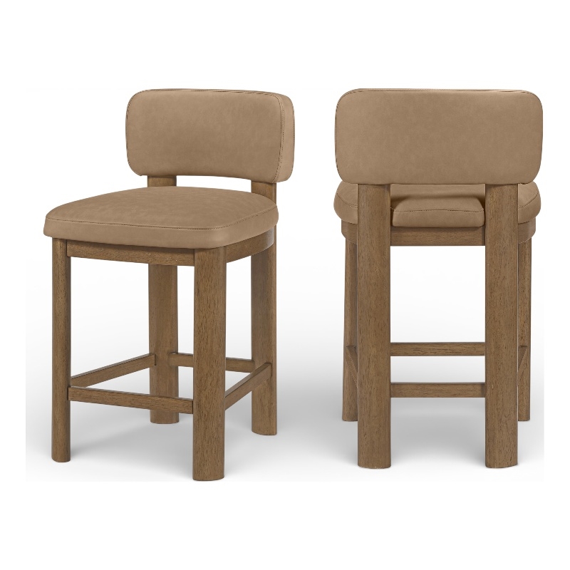 Meridian Furniture Paloma Tan Vegan Leather Counter Stool (Set of 2)