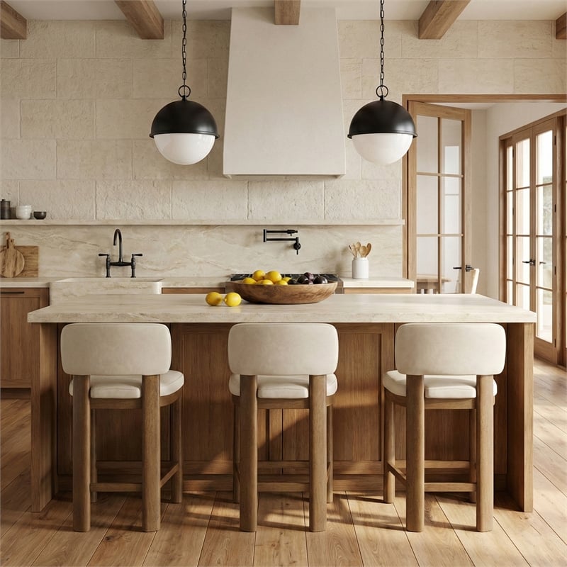 Meridian Furniture Paloma Taupe Vegan Leather Counter Stool (Set of 2)