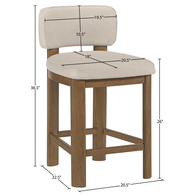 Meridian Furniture Paloma Taupe Vegan Leather Counter Stool (Set of 2)