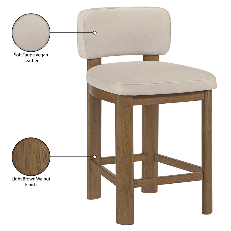 Meridian Furniture Paloma Taupe Vegan Leather Counter Stool (Set of 2)