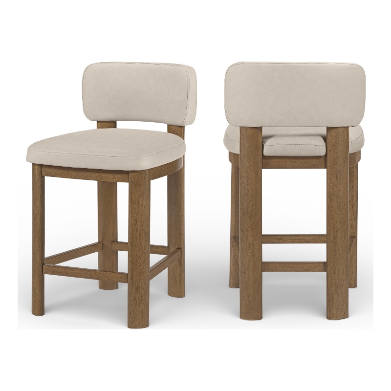 Meridian Furniture Paloma Taupe Vegan Leather Counter Stool (Set of 2)