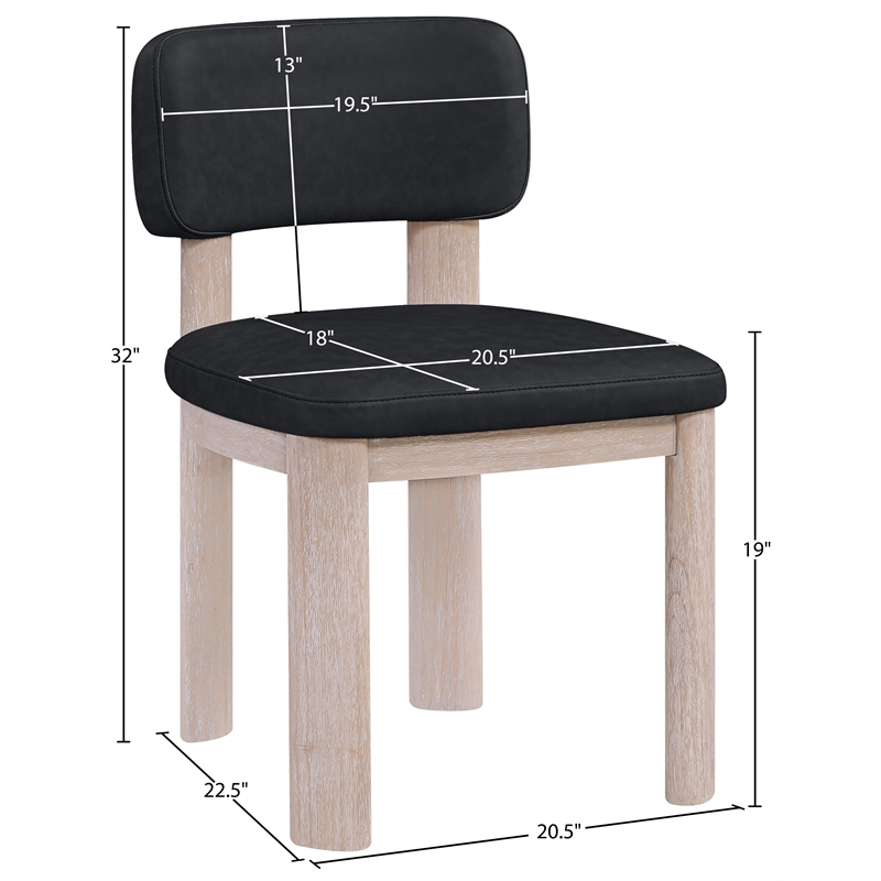 Meridian Furniture Paloma Black Vegan Leather Dining Chair (Set of 2)