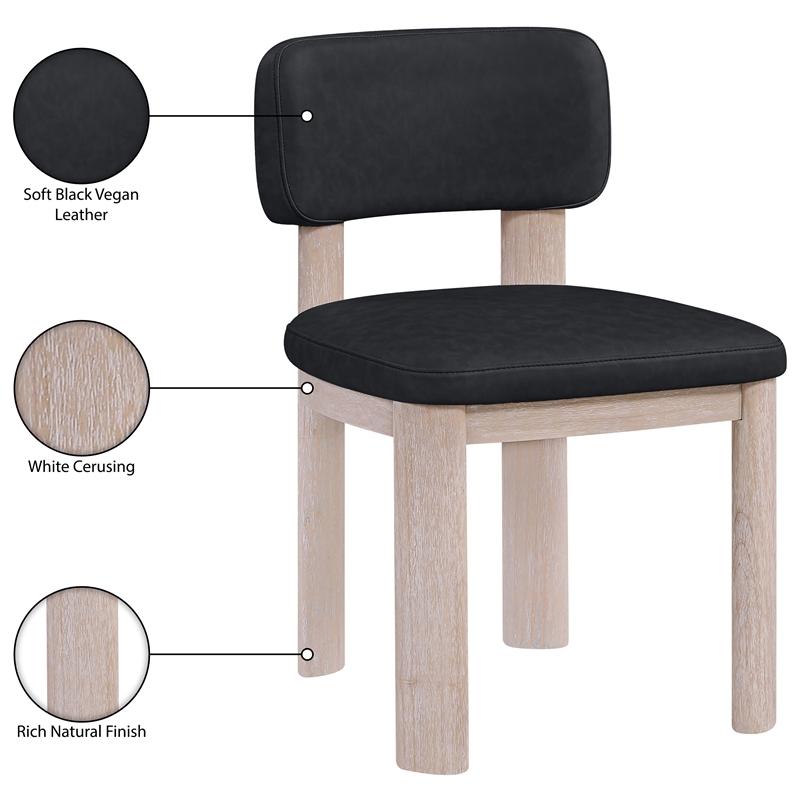 Meridian Furniture Paloma Black Vegan Leather Dining Chair (Set of 2)