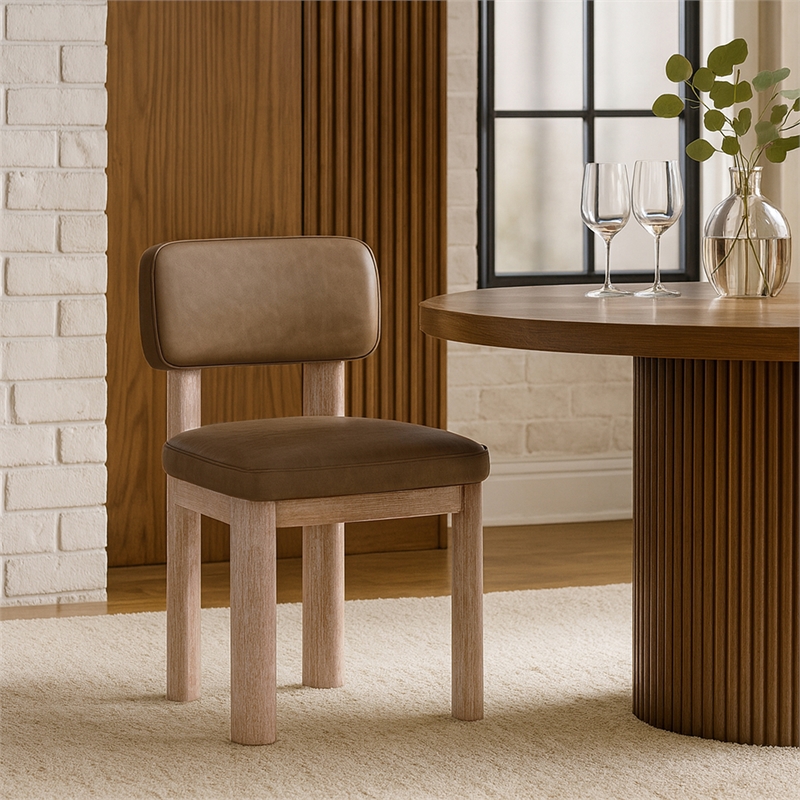 Meridian Furniture Paloma Brown Vegan Leather Dining Chair (Set of 2)