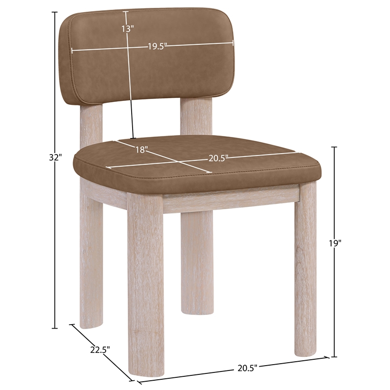 Meridian Furniture Paloma Brown Vegan Leather Dining Chair (Set of 2)