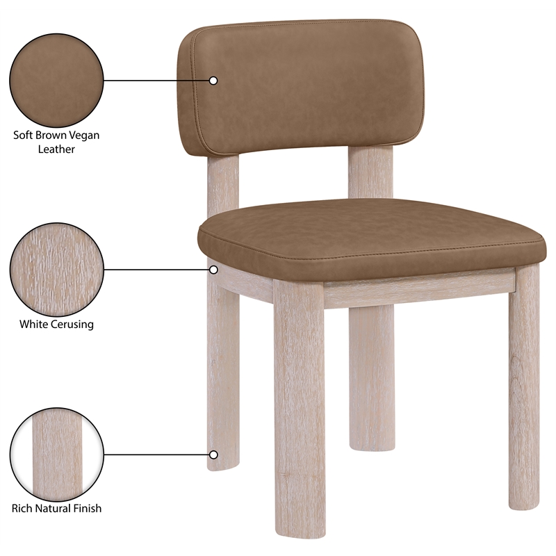 Meridian Furniture Paloma Brown Vegan Leather Dining Chair (Set of 2)