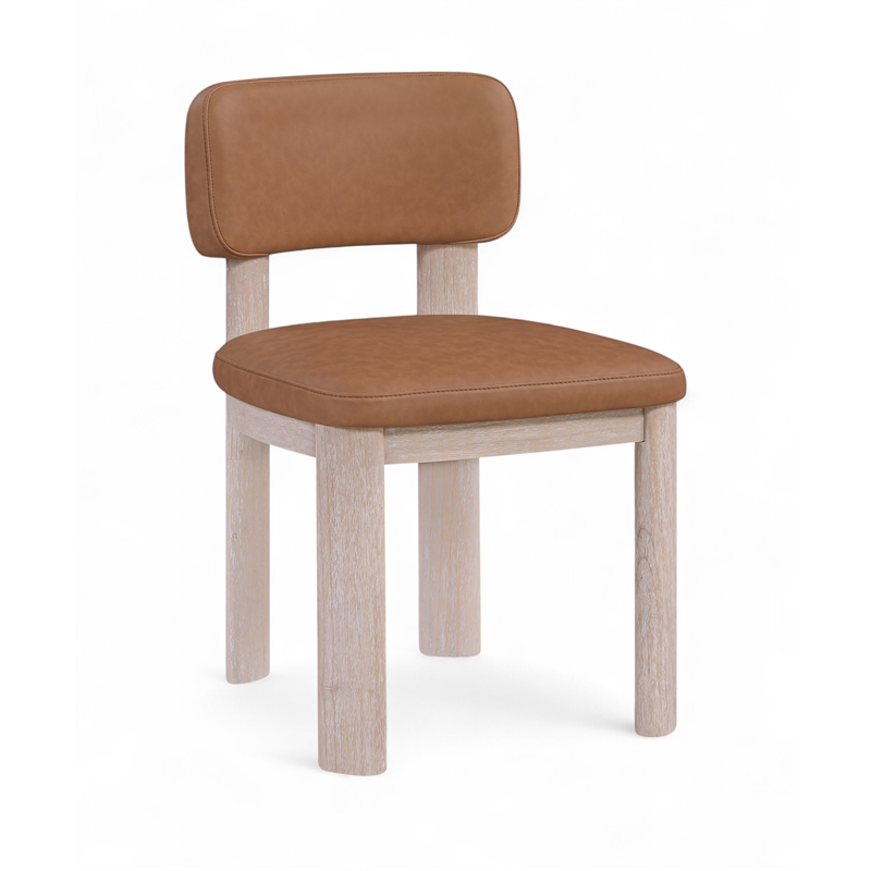 Meridian Furniture Paloma Cognac Vegan Leather Dining Chair (Set of 2)