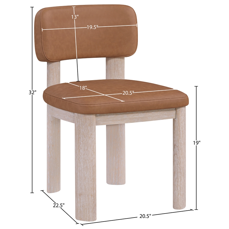 Meridian Furniture Paloma Cognac Vegan Leather Dining Chair (Set of 2)