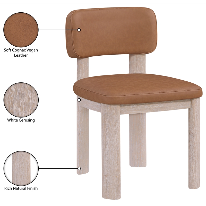 Meridian Furniture Paloma Cognac Vegan Leather Dining Chair (Set of 2)