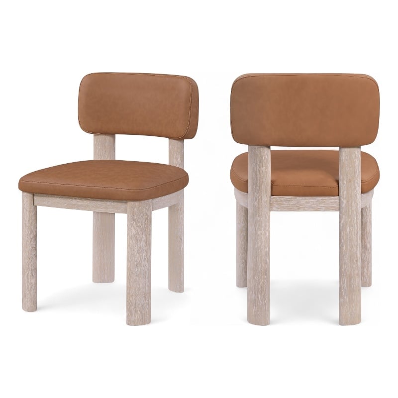 Meridian Furniture Paloma Cognac Vegan Leather Dining Chair (Set of 2)