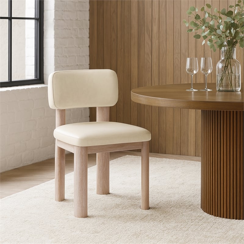 Meridian Furniture Paloma Cream Vegan Leather Dining Chair (Set of 2)