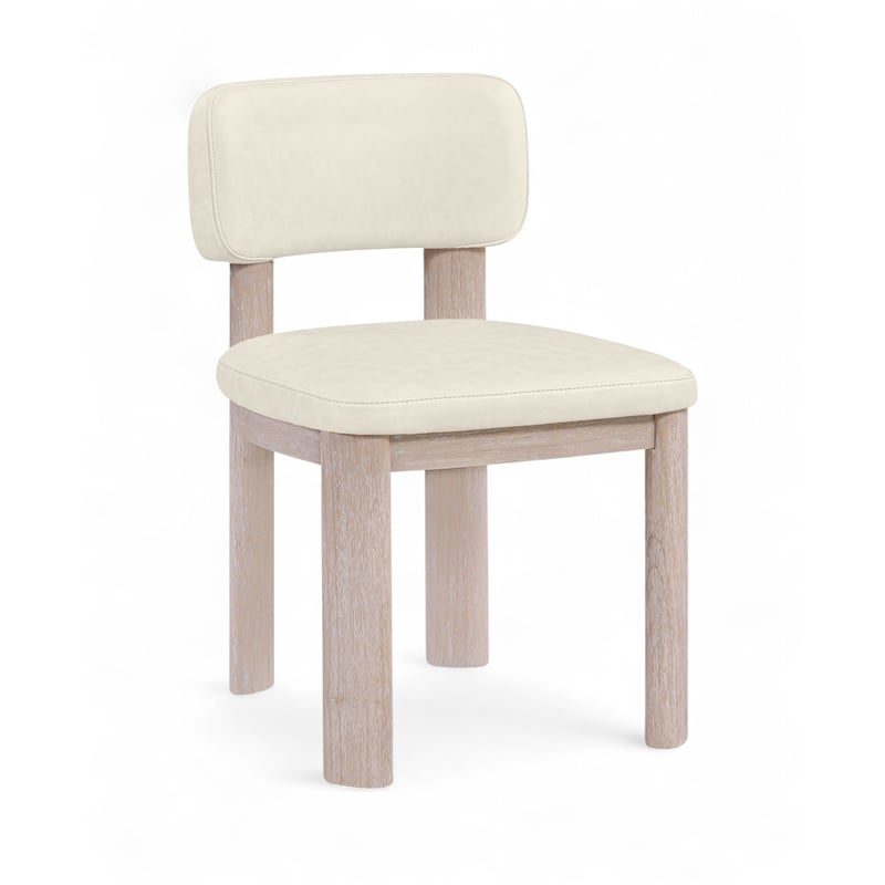 Meridian Furniture Paloma Cream Vegan Leather Dining Chair (Set of 2)
