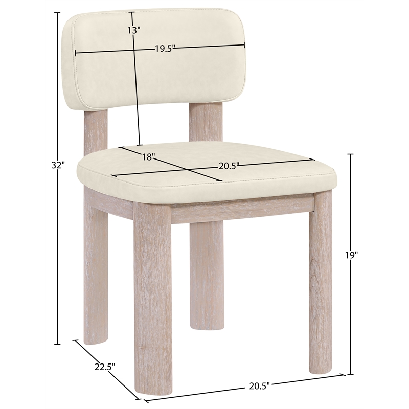 Meridian Furniture Paloma Cream Vegan Leather Dining Chair (Set of 2)