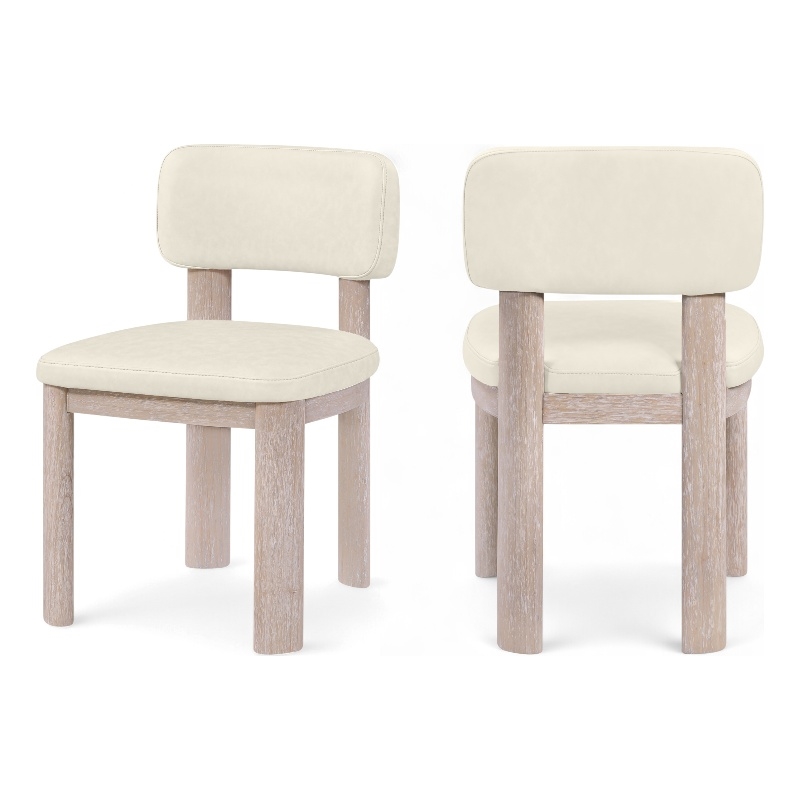 Meridian Furniture Paloma Cream Vegan Leather Dining Chair (Set of 2)