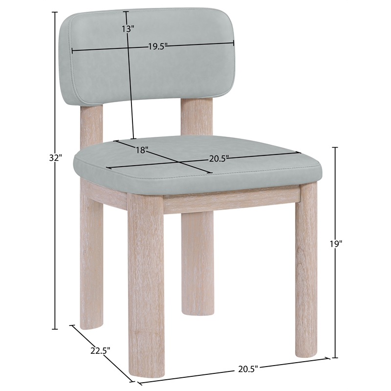 Meridian Furniture Paloma Light Blue Vegan Leather Dining Chair (Set of 2)