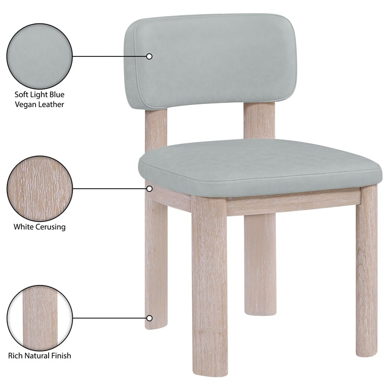 Meridian Furniture Paloma Light Blue Vegan Leather Dining Chair (Set of 2)