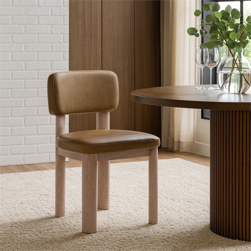 Meridian Furniture Paloma Tan Vegan Leather Dining Chair (Set of 2)