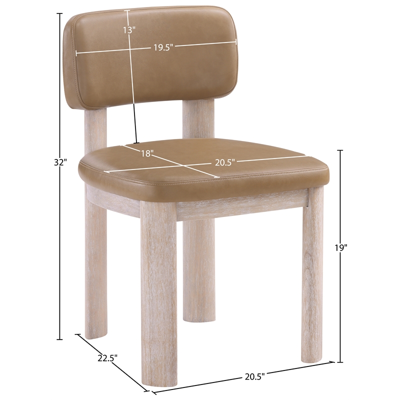 Meridian Furniture Paloma Tan Vegan Leather Dining Chair (Set of 2)