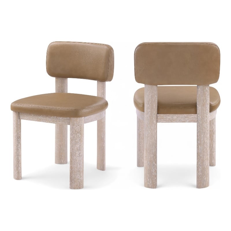 Meridian Furniture Paloma Tan Vegan Leather Dining Chair (Set of 2)